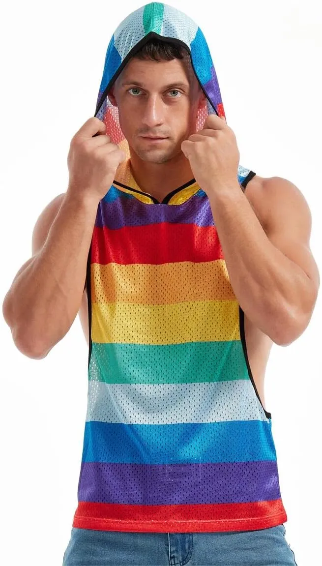 Men's Workout Hooded Tank Tops Bodybuilding Muscle Cut Off T Shirt Sleeveless Gym Hoodies