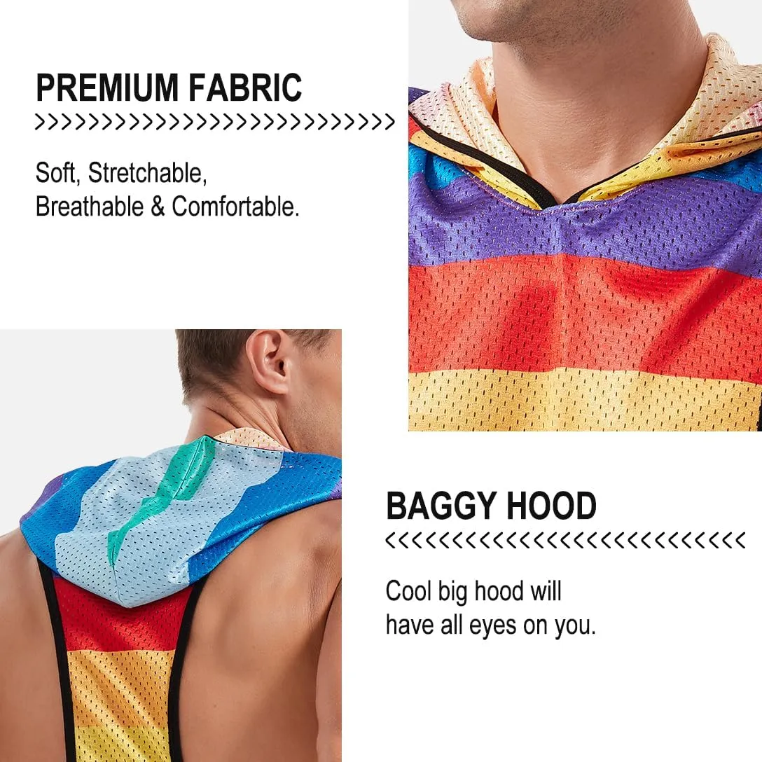 Men's Workout Hooded Tank Tops Bodybuilding Muscle Cut Off T Shirt Sleeveless Gym Hoodies