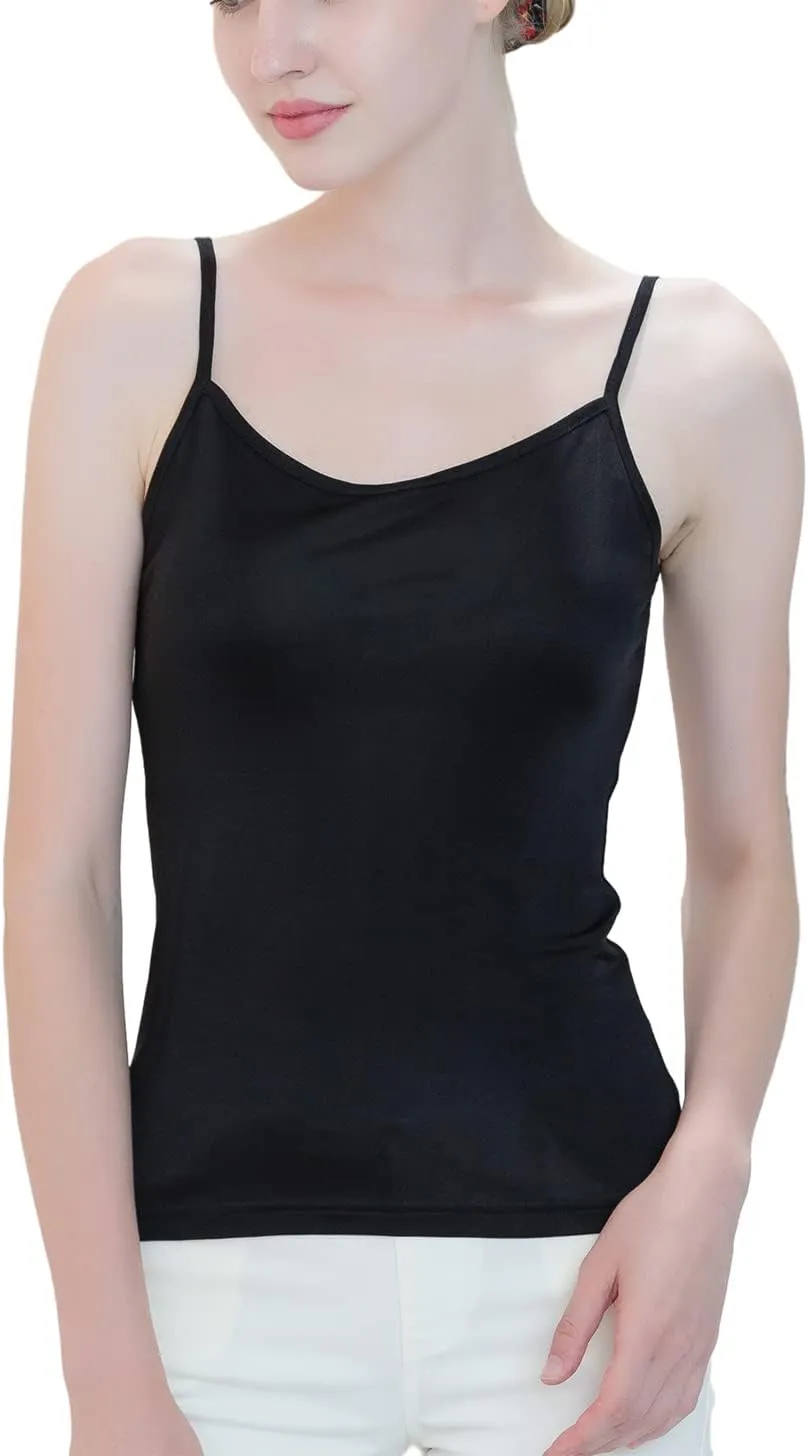 METWAY Womens Silk Camisole/Spaghetti Strap Mulberry Silk Cami Tops/Stretchable Real Knit Silk Tank Undershirt for Layerling