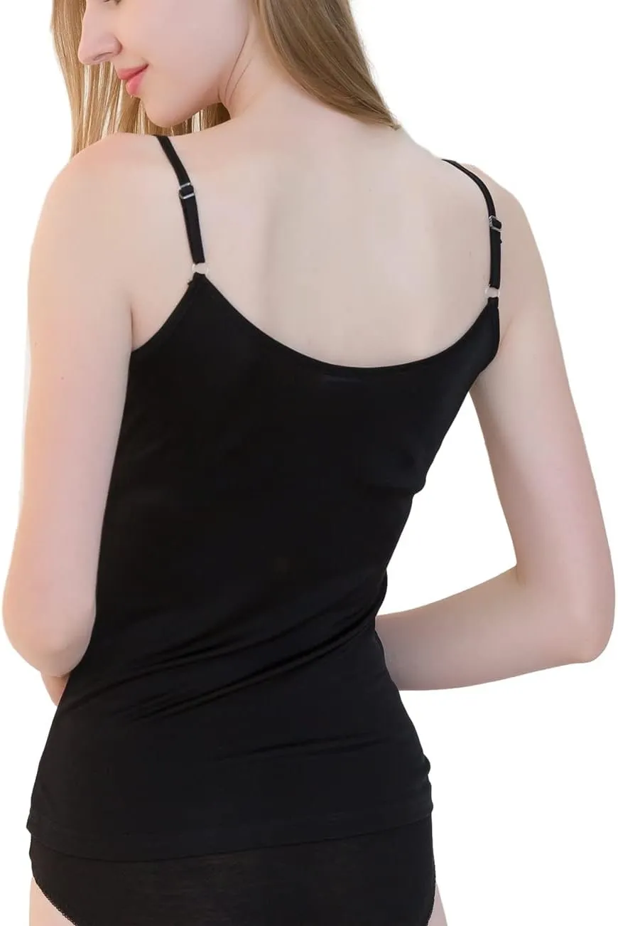 METWAY Womens Silk Camisole/Spaghetti Strap Mulberry Silk Cami Tops/Stretchable Real Knit Silk Tank Undershirt for Layerling