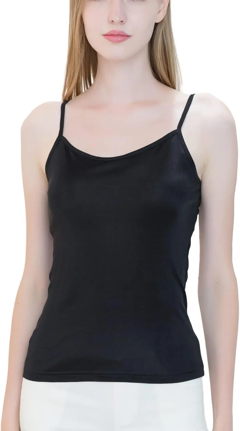 METWAY Womens Silk Camisole/Spaghetti Strap Mulberry Silk Cami Tops/Stretchable Real Knit Silk Tank Undershirt for Layerling