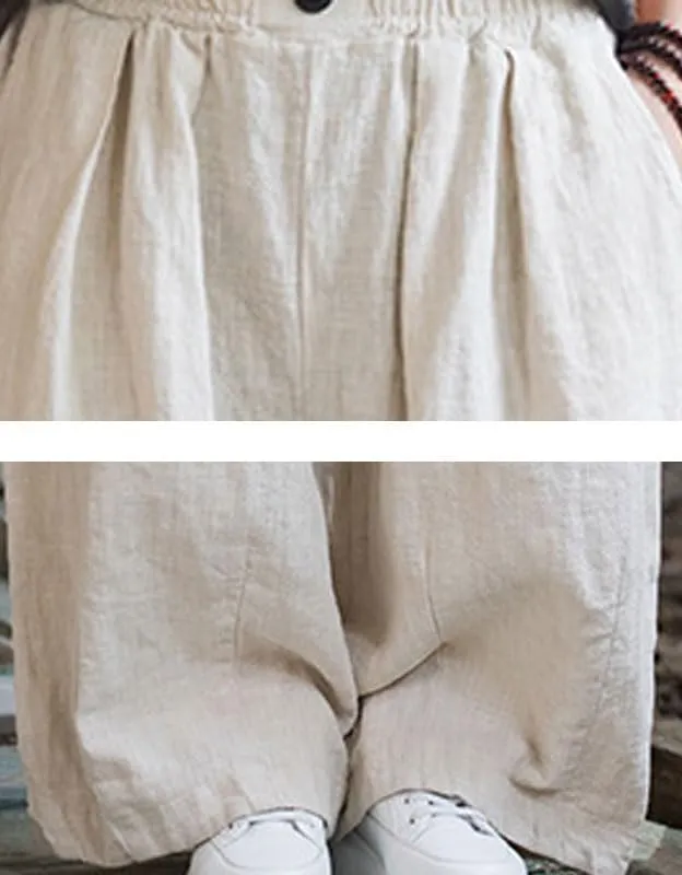 Minibee Women's Cotton Linen Palazzo Pants Wide Leg Casual Baggy Loose Lounge Trousers with Pockets