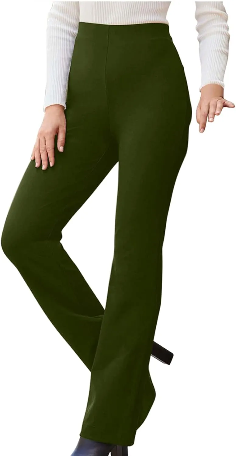 MINzYI Dress Pants Women High Waist Bootcut Office Work Trousers Stretch Comfy Business Casual Flare Suit Pants with Pockets