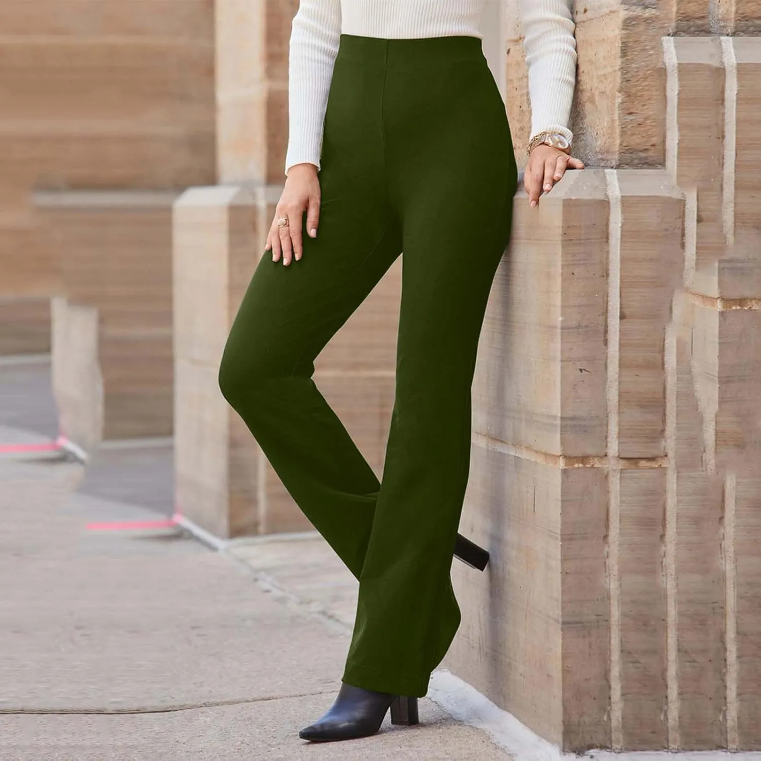 MINzYI Dress Pants Women High Waist Bootcut Office Work Trousers Stretch Comfy Business Casual Flare Suit Pants with Pockets