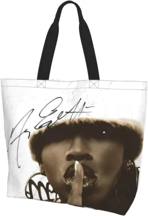 Missy Musics Elliott Shoulder Tote for Women Weekender Handbag Reusable Grocery Shopping Bag