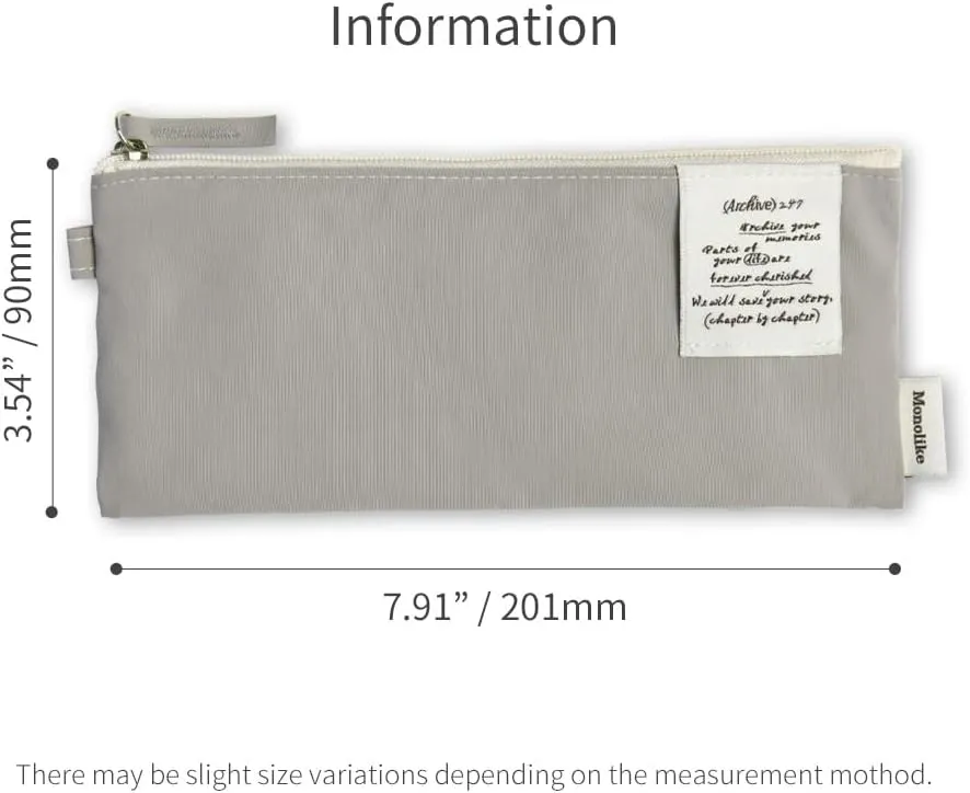 Monolike Archive 247 Flat Pen Case, Gray - Pencil Pouch, Portable Pencil Bag, Pencil Case, Office Pouch case, Pen case