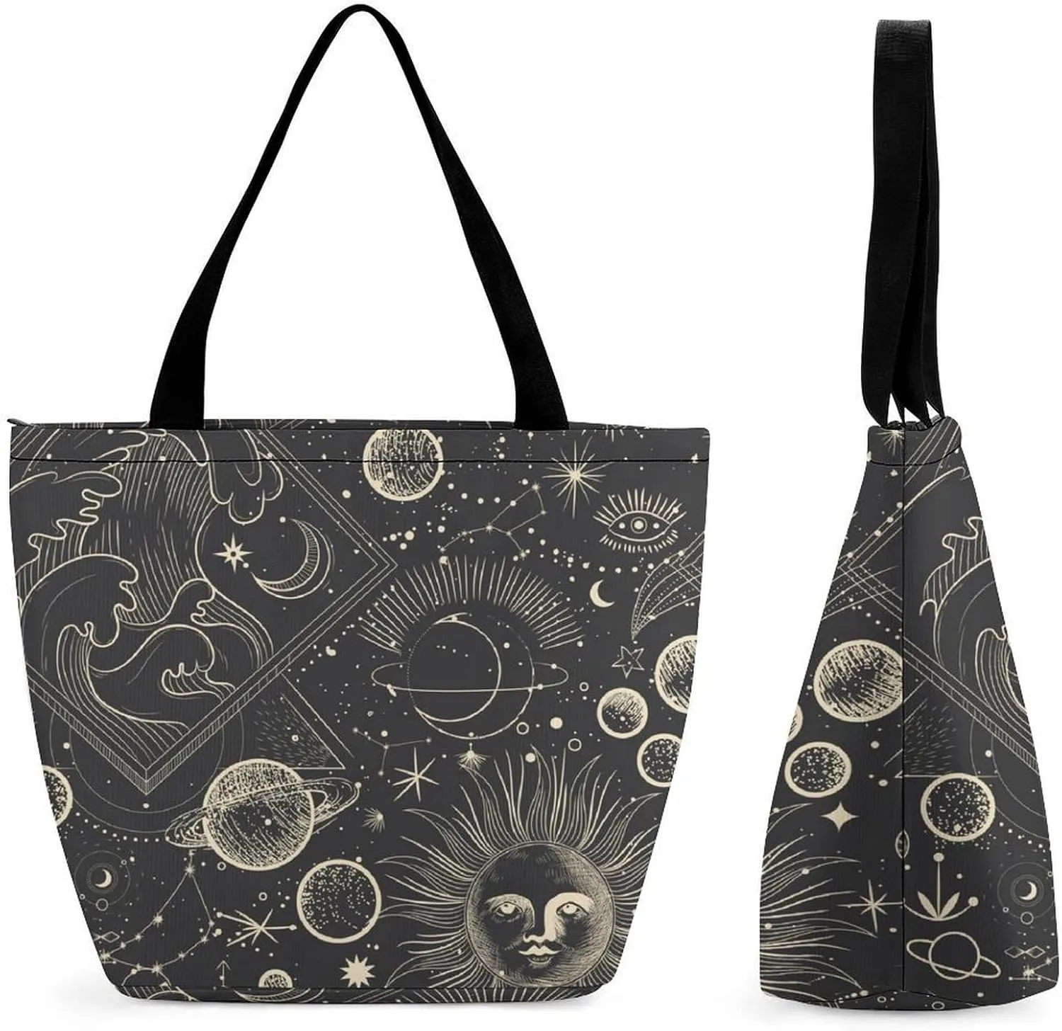 Multicolored Bright Faces Halloweens Hobo Handbags With Zipper Women's Tote Handbags