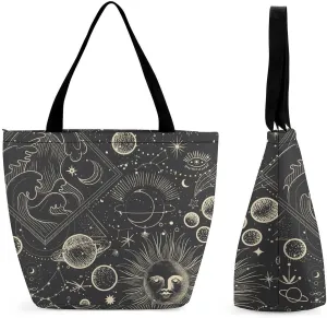 Multicolored Bright Faces Halloweens Hobo Handbags With Zipper Women's Tote Handbags