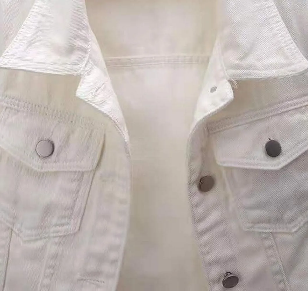 MYtodo Women's Colored Short Denim Jacket Seven-point Sleeve Jean Jacket Shawl Tops