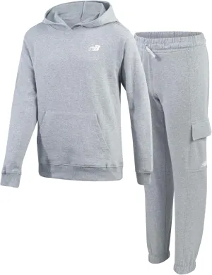 New Balance Girls' Jogger Set - 2 Piece Pullover Fleece Hoodie Sweatshirt and Jogger Sweatpants for Girls (Sizes: 5-16)