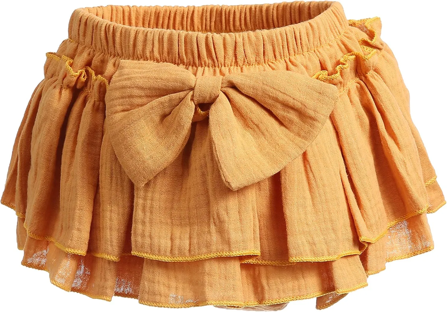 Newborn Baby Girl Cotton Skirts with Built-in Shorts Toddlers Ruffle Diaper Covers Infant Skorts with Bows Headband Set