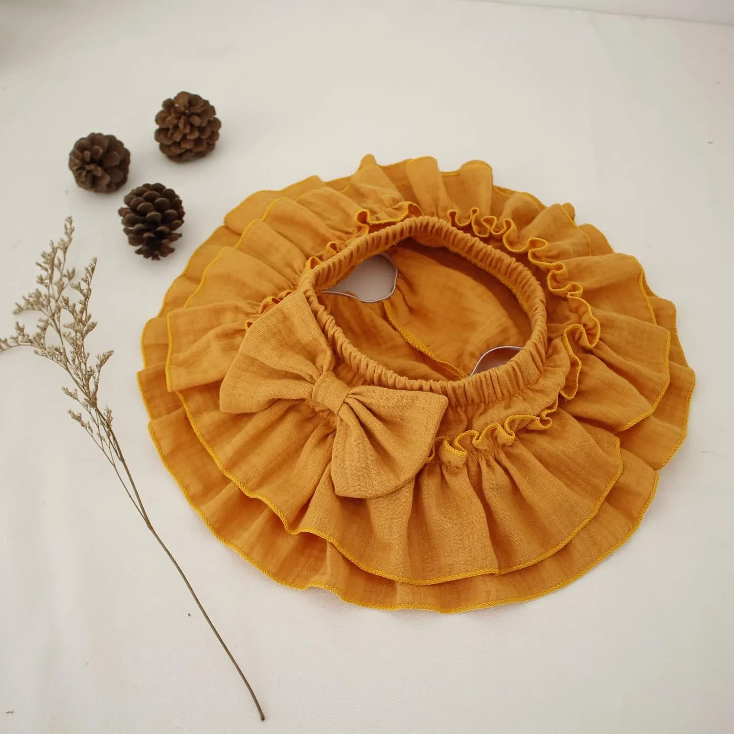 Newborn Baby Girl Cotton Skirts with Built-in Shorts Toddlers Ruffle Diaper Covers Infant Skorts with Bows Headband Set