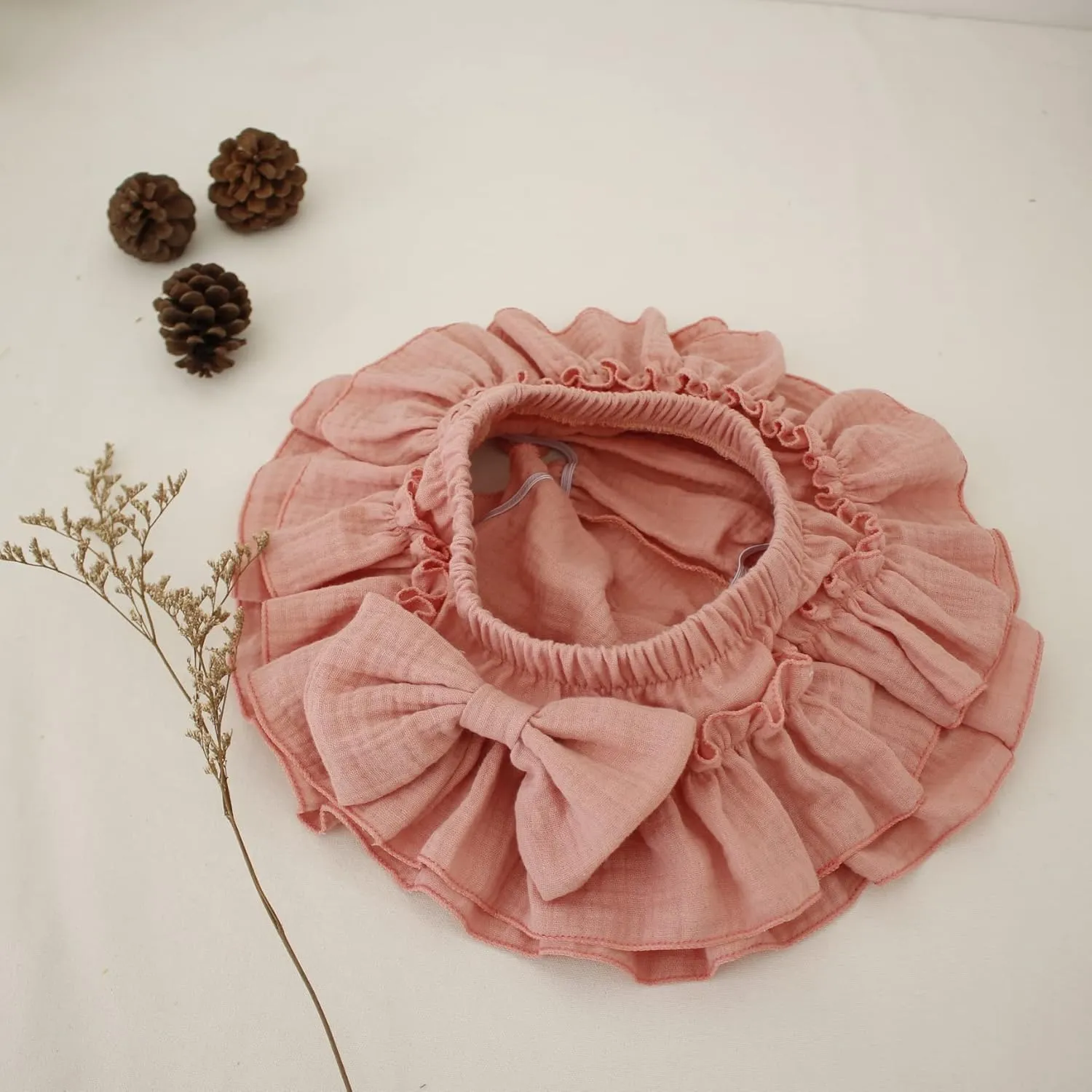 Newborn Baby Girl Cotton Skirts with Built-in Shorts Toddlers Ruffle Diaper Covers Infant Skorts with Bows Headband Set