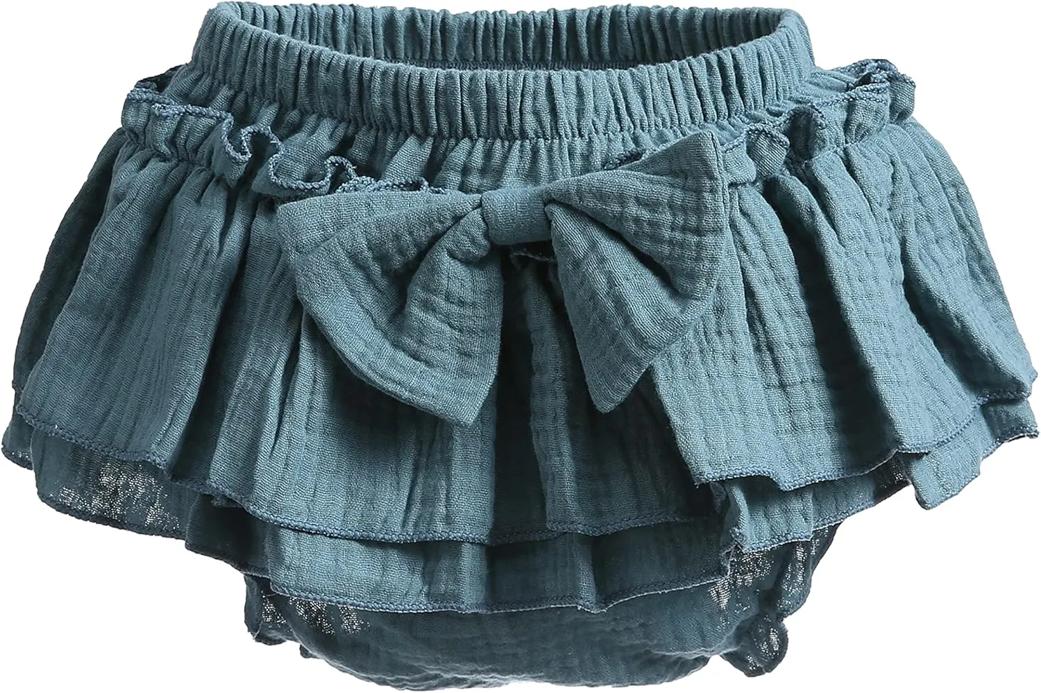Newborn Baby Girl Cotton Skirts with Built-in Shorts Toddlers Ruffle Diaper Covers Infant Skorts with Bows Headband Set