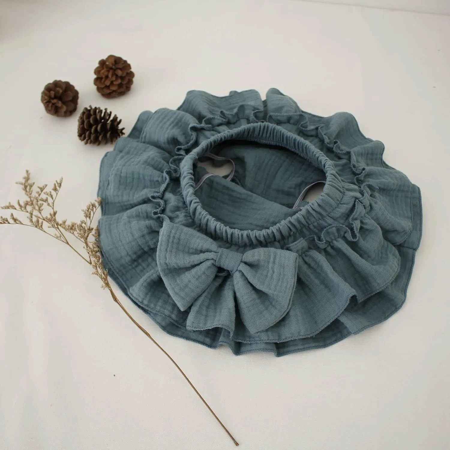 Newborn Baby Girl Cotton Skirts with Built-in Shorts Toddlers Ruffle Diaper Covers Infant Skorts with Bows Headband Set
