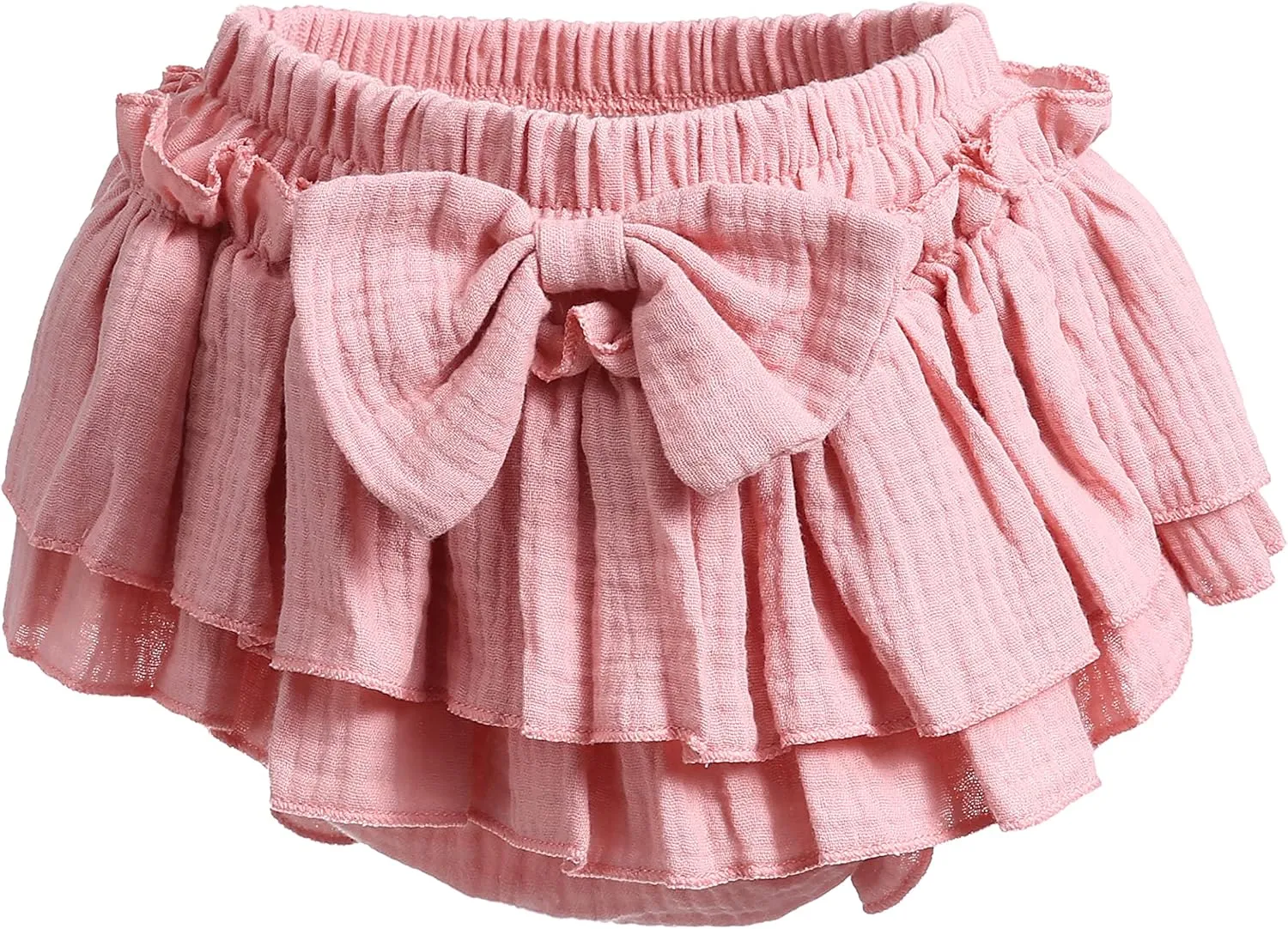 Newborn Baby Girl Cotton Skirts with Built-in Shorts Toddlers Ruffle Diaper Covers Infant Skorts with Bows Headband Set