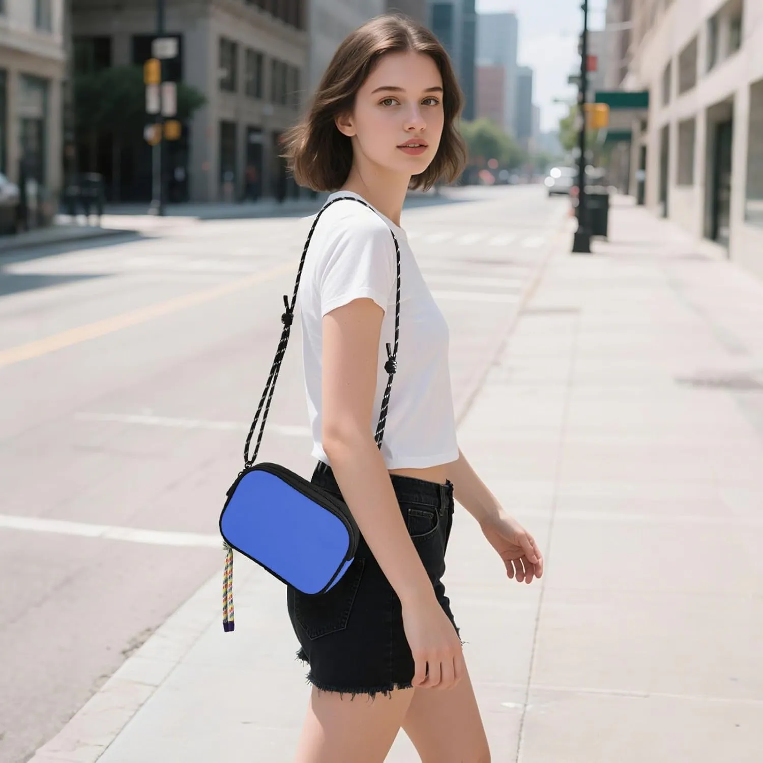 ODAWA Prussian Blue Teens Daily Handbags Small Shoulder Bag with Adjustable Strap