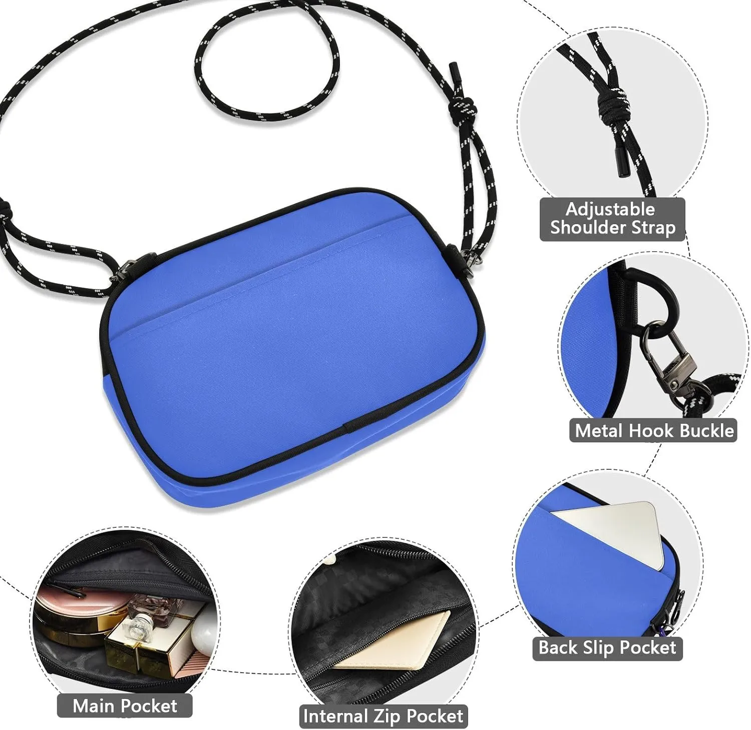 ODAWA Prussian Blue Teens Daily Handbags Small Shoulder Bag with Adjustable Strap