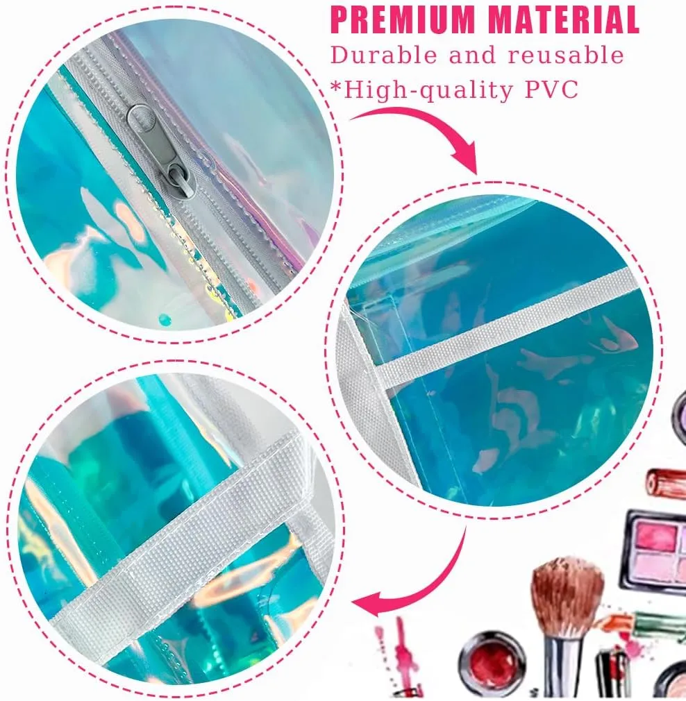 ONEART Holographic Clear Tote Bags, Waterproof Shoulder Bag, Clear Tote Bag with Zipper, Unisex Handbag