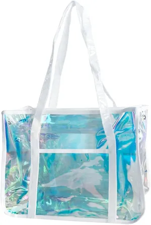 ONEART Holographic Clear Tote Bags, Waterproof Shoulder Bag, Clear Tote Bag with Zipper, Unisex Handbag