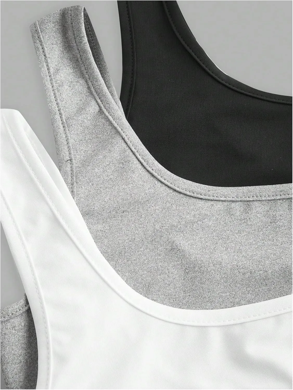 OYOANGLE Women's 3 Pack Scoop Neck Tank Tops Basic Solid Sleeveless Ruched Top Undershirts