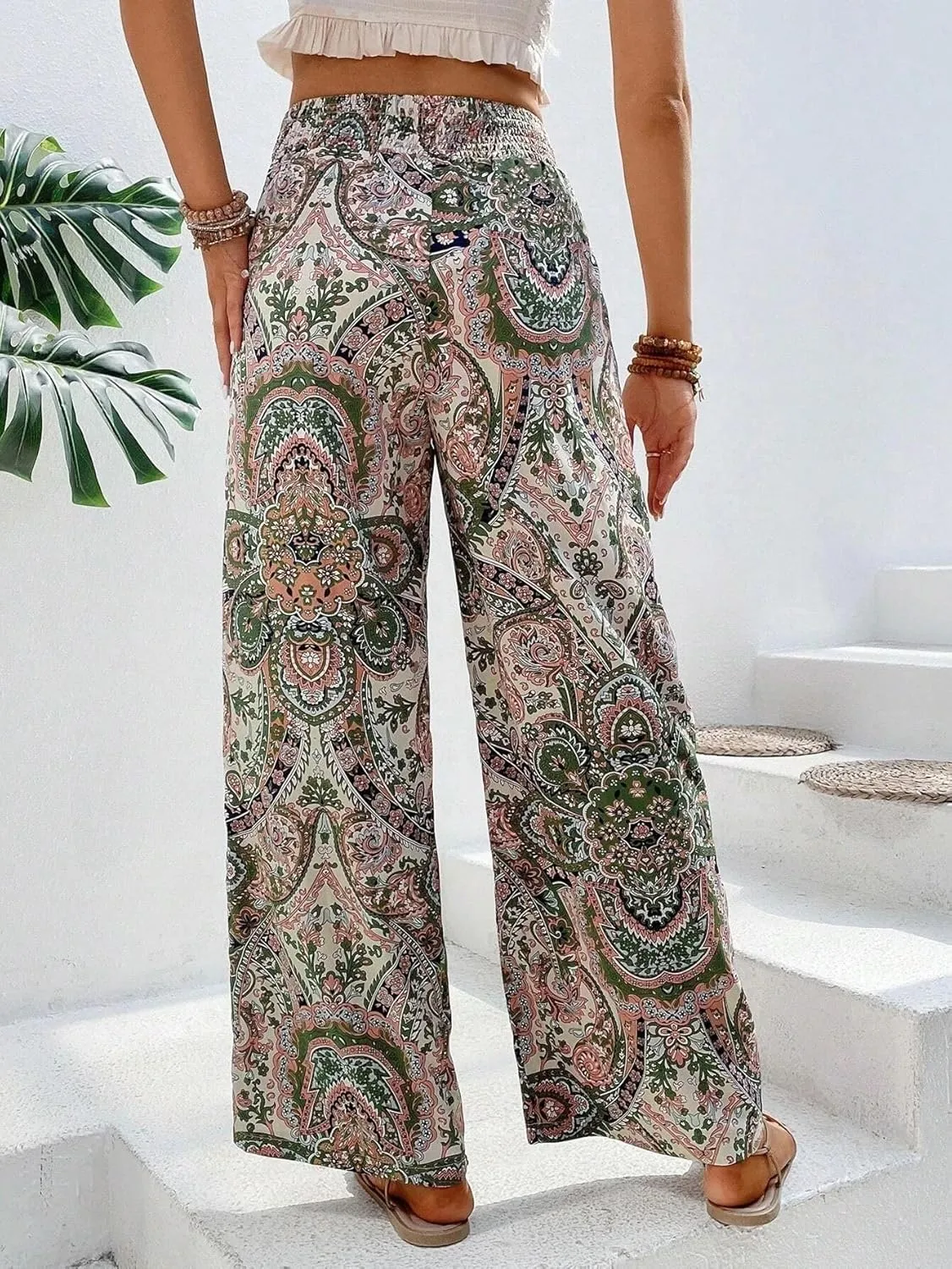 Palazzo Pants for Women 2024 High Waisted Boho Casual Loose Summer Wide Leg Pants