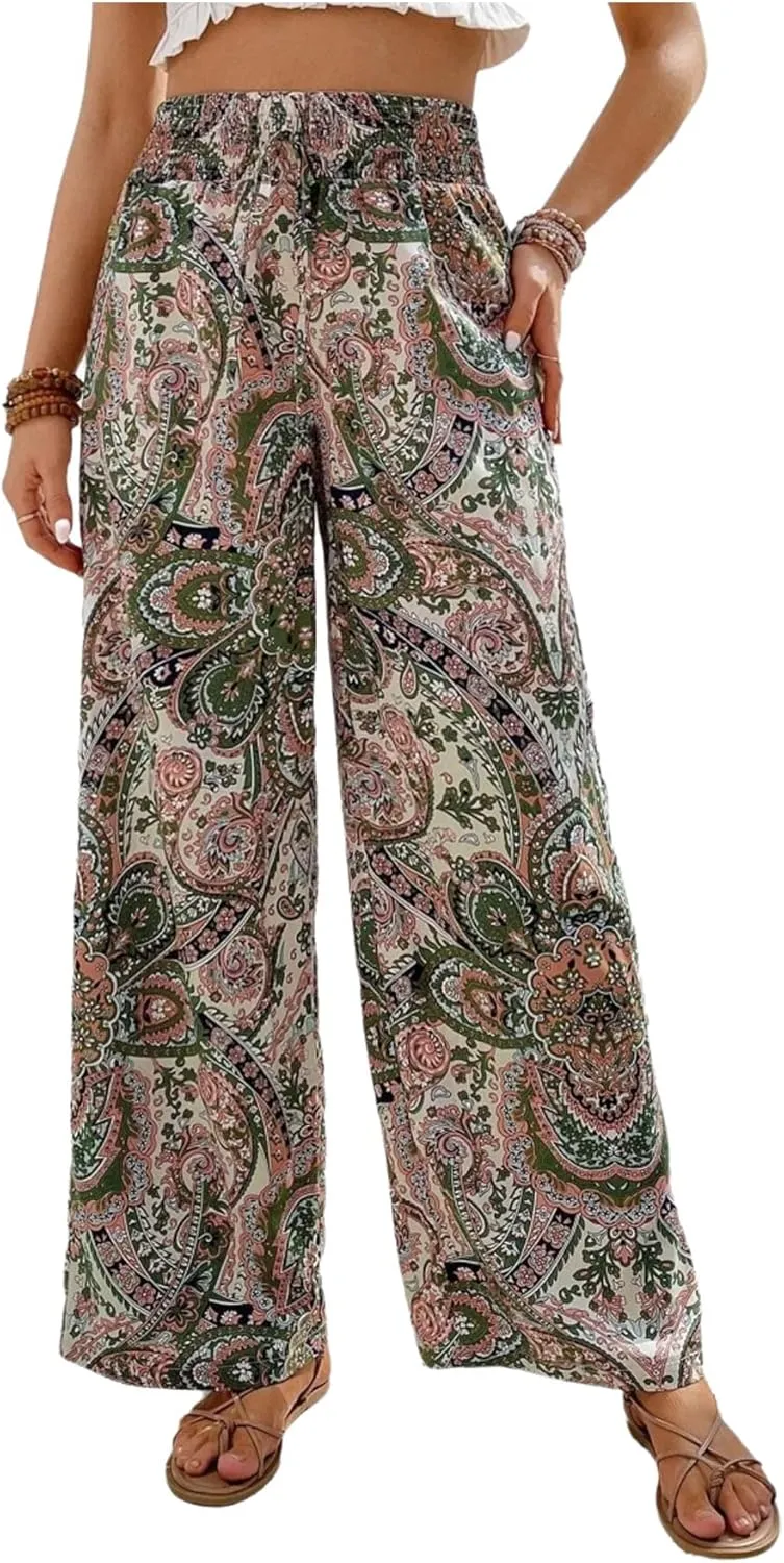 Palazzo Pants for Women 2024 High Waisted Boho Casual Loose Summer Wide Leg Pants