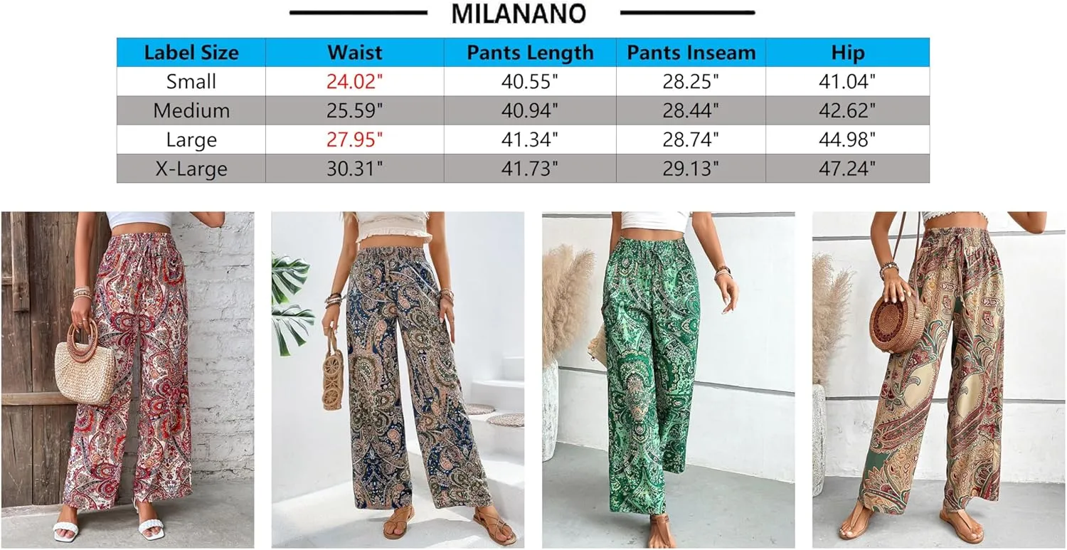 Palazzo Pants for Women 2024 High Waisted Boho Casual Loose Summer Wide Leg Pants