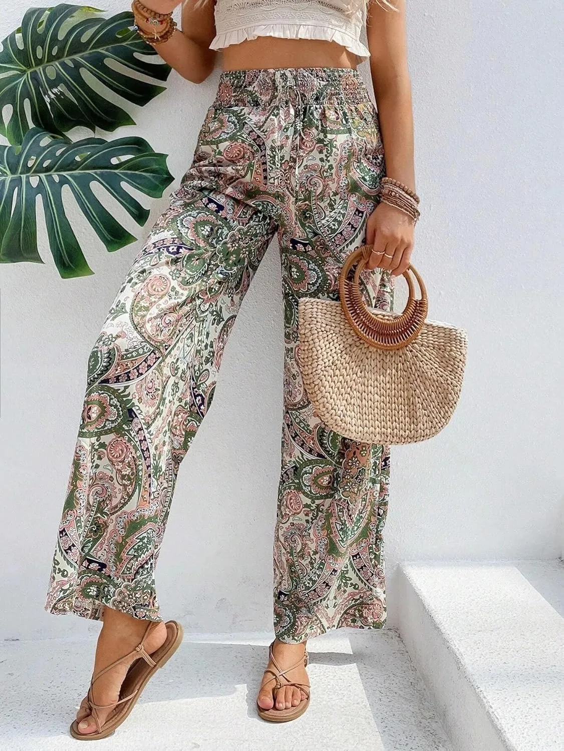 Palazzo Pants for Women 2024 High Waisted Boho Casual Loose Summer Wide Leg Pants