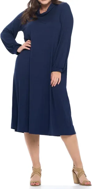 Pastel by Vivienne Women's Cowl Neck Midi Dress Plus Size