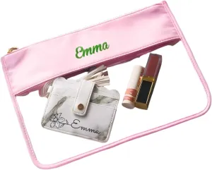 Personalized Travel Toiletry Bag for Women Custom PVC Cosmetic Organizer with Zipper Waterproof Clear Storage Pouch Ideal Wedding Birthday Gift for Her Travel Essentials Accessories (Multicolore)