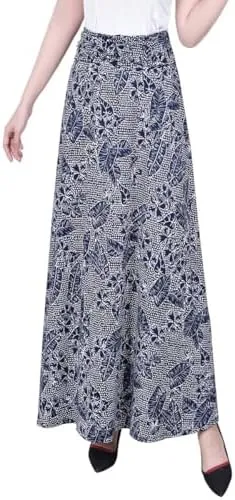 Petite Ring Faux Belt A Line Maxi Skirt Navy Mykonosflora PS