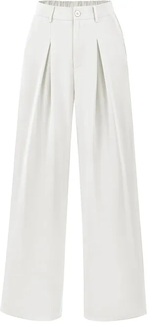 POKWAI Wide Leg Dress Pants Women's High Waisted Dressy Work Pants Business Trousers