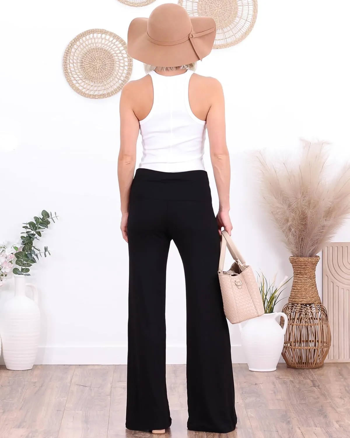 Popana Palazzo Pants for Women Casual Summer Wide Leg Beach Pants Plus Size Made in USA