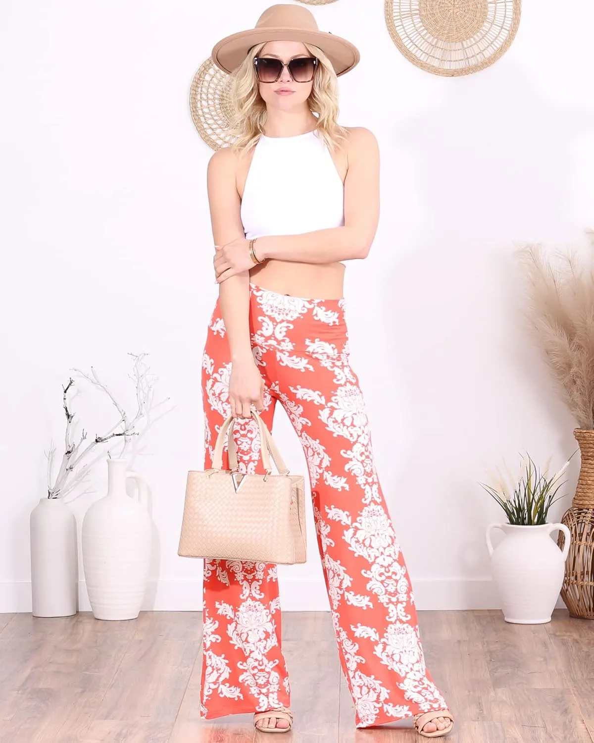 Popana Palazzo Pants for Women Casual Summer Wide Leg Beach Pants Plus Size Made in USA