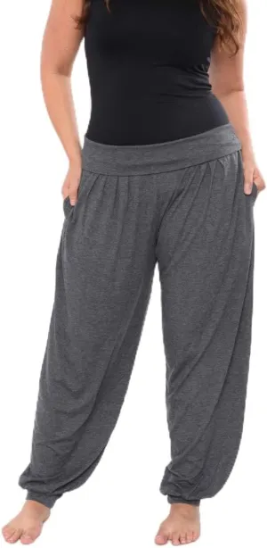 PS560-Charcoal-1XL Women Plus Harem Pants, Charcoal - 1XL