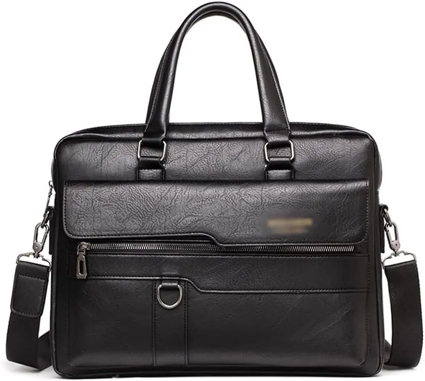 PTEXTU Men's Tote Briefcase File Bag Leather Travel Bag File Cross-body Backpack