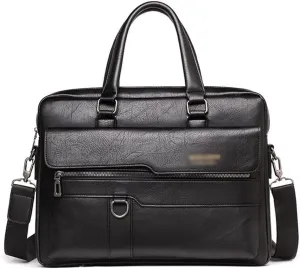 PTEXTU Men's Tote Briefcase File Bag Leather Travel Bag File Cross-body Backpack