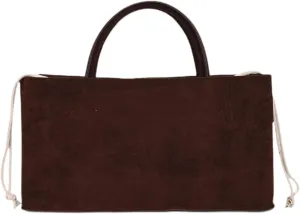 Qianly Suede Tote Bag for Women Satchel Bag Large Capacity Work Bag Hobo Faux Leather, Coffee