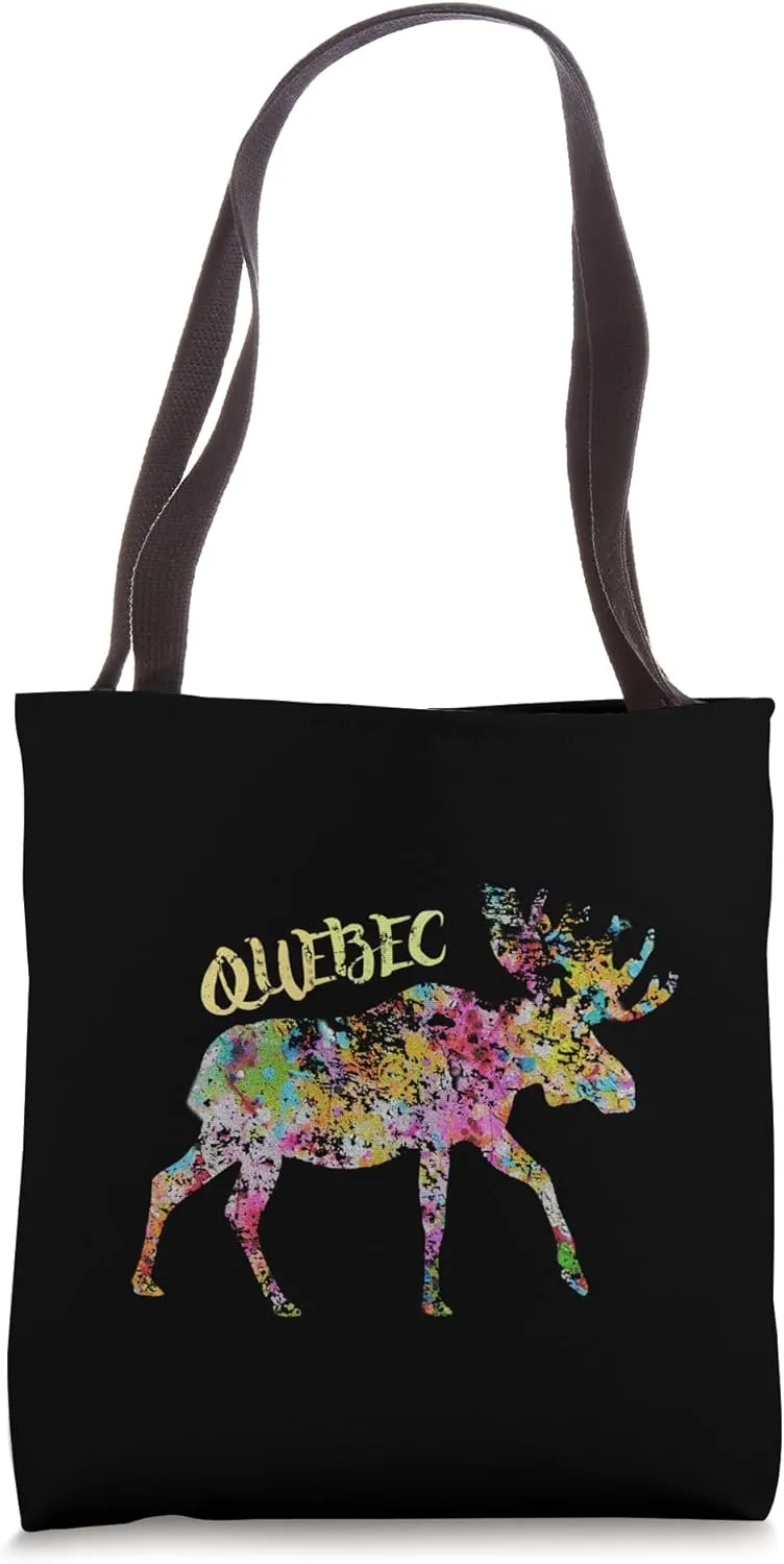Quebec Moose Graphic | Qubec Canada Tote Bag