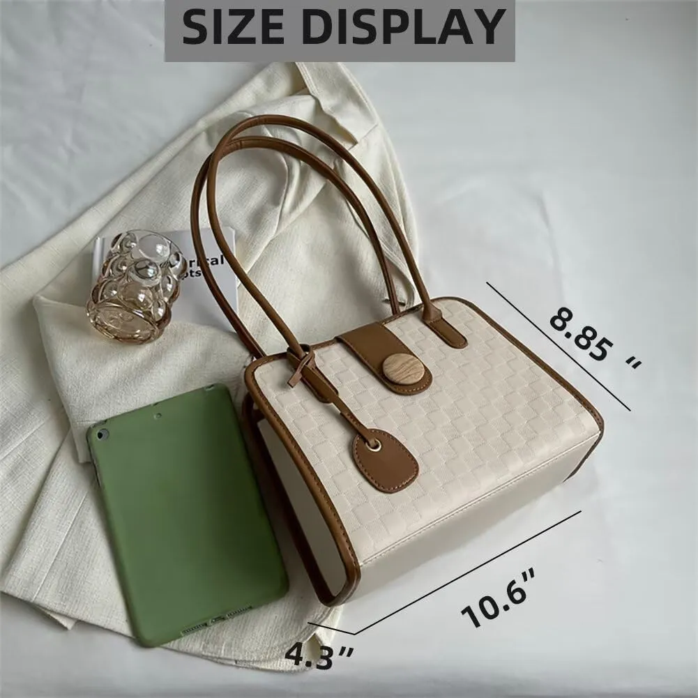 Quilted Tote Purse for Women Vintage Small Top Handle Bag Casual Tote Handbag Designer Travel Shoulder Satchel