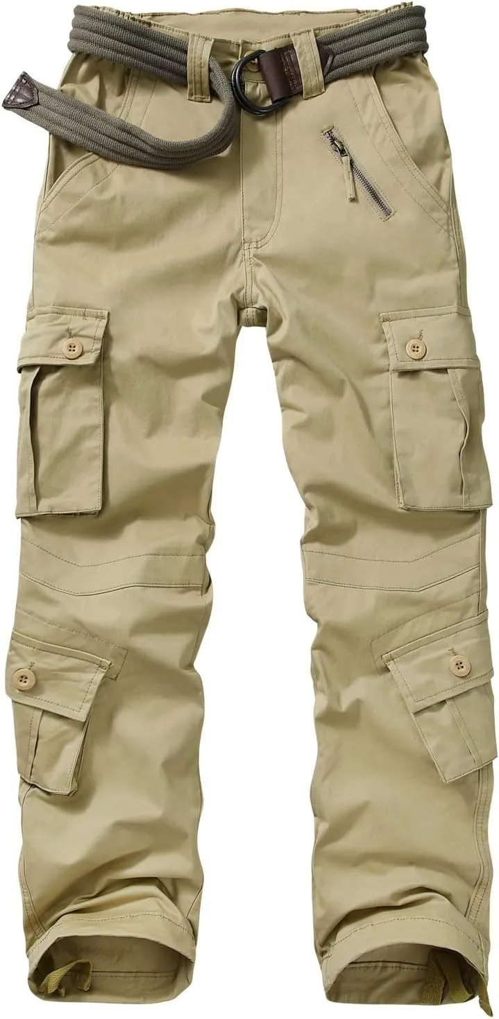 Raroauf Women's Causal Cotton Cargo Pants Military Combat Workwear Capri Pants with 8 Pockets