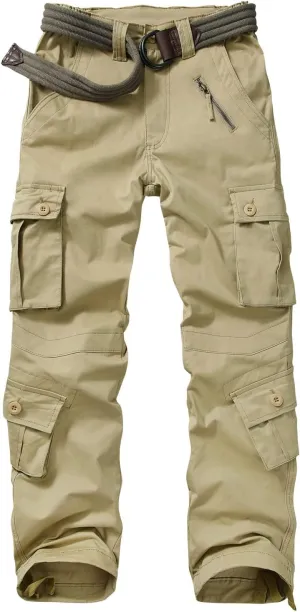 Raroauf Women's Causal Cotton Cargo Pants Military Combat Workwear Capri Pants with 8 Pockets