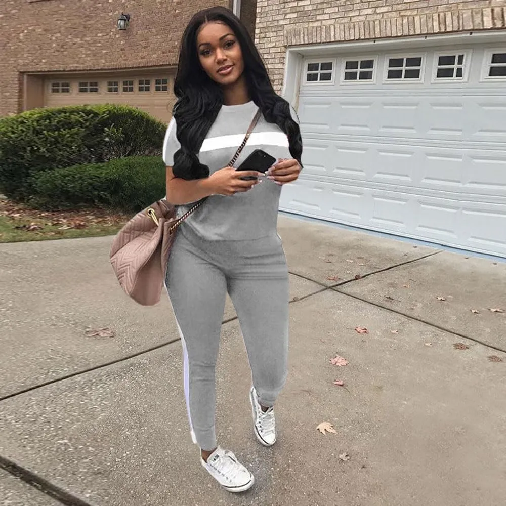 Remxi Workout Sets for Women Two Piece Outfits Jogging Sweat Suits Tops and Long Sweatpants Set Workout Tracksuit