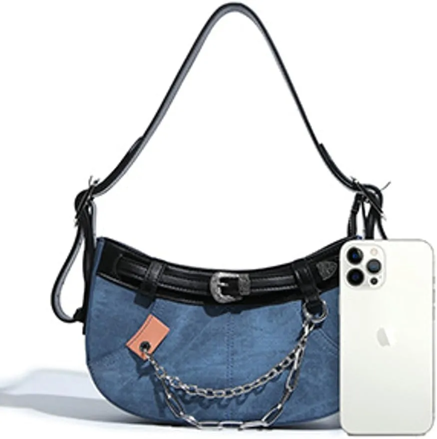 Retro Y2k Bag for Women Fashion Casual Shoulder Hobo Handbag Soft Portable Purse Handbag with Adjustable Strap