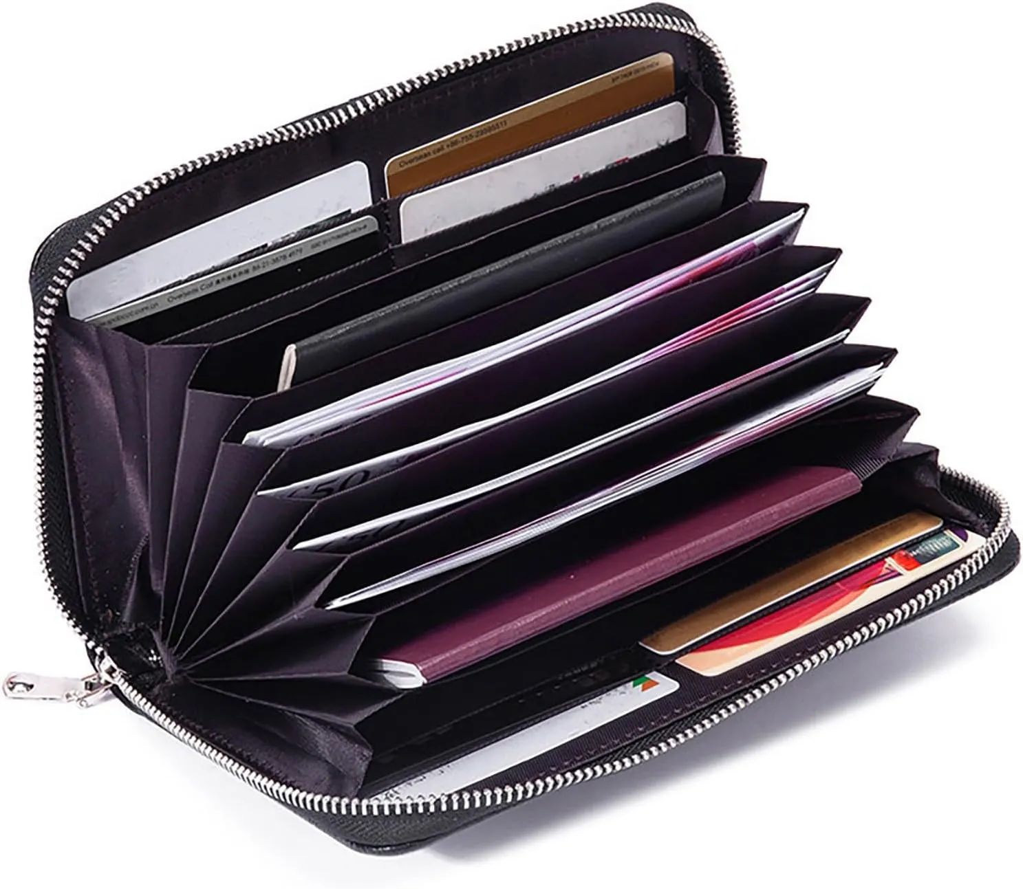Rfid Wallet Women,2024 New Leather Wallet Women Wristlet,Rfid Blocking Bifold Large Capacity Zip Around Credit Card Wallet Clutch Purses,Travel Wallet for Mom Ladies Girls Women