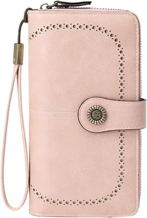 Rfid Wallet Women,2024 New Leather Wallet Women Wristlet,Rfid Blocking Bifold Large Capacity Zip Around Credit Card Wallet Clutch Purses,Travel Wallet for Mom Ladies Girls Women