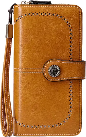 Rfid Wallet Women,2024 New Leather Wallet Women Wristlet,Rfid Blocking Large Capacity Zip Around Bifold Clutch Purses Credit Card Holder,Travel Wallet for Mom Girls Women Ladies