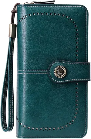 Rfid Wallet Women,2024 New Leather Wallet Wristlet for Women,Bifold Zip Around Large Capacity Rfid Blocking Credit Card Wallet Clutch Purses,Travel Wallet for Girls Ladies Mom Women