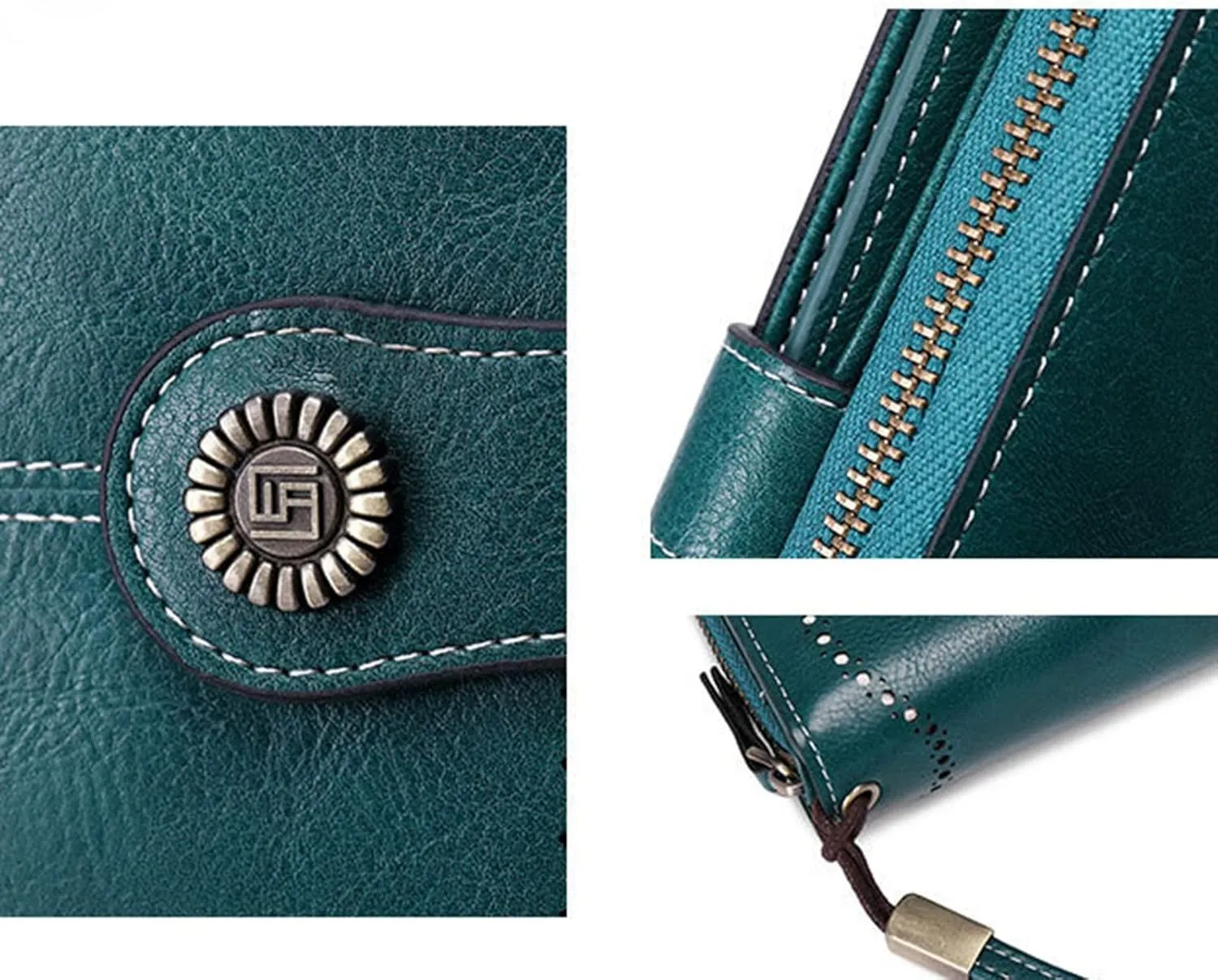 Rfid Wallet Women,Leather Wristlet Wallets for Women,Bifold Rfid Blocking Large Capacity Zip Around Clutch Purses Credit Card Holder,Travel Wallet for Girls Mom Women Ladies